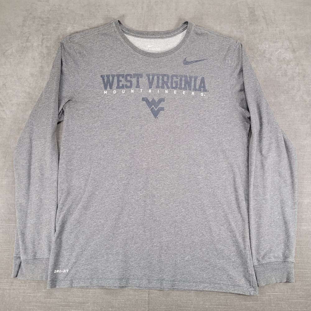 Nike West Virginia Mountaineers Dri-Fit Long Sleeve Athletic‎ T-Shirt Gray L